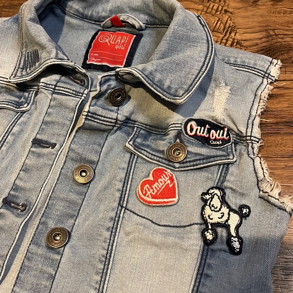 Quapi Girls French themed Patched Denim Vest size 10 (134/140) - Picture 2 of 9